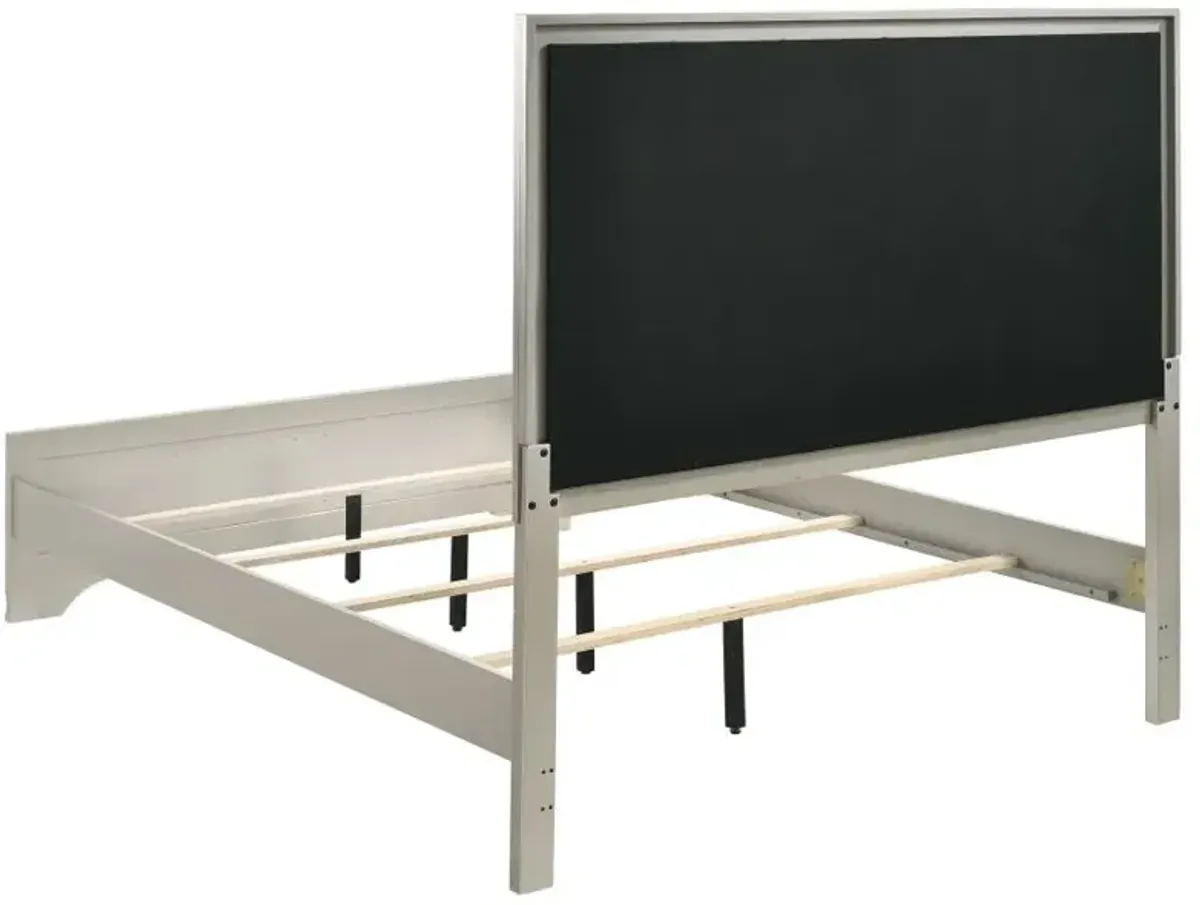 Salford Queen Panel Bed Metallic Sterling and Charcoal Grey