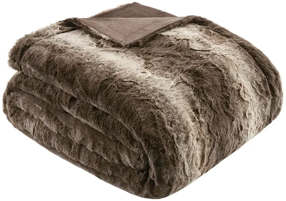 Madison Park Zuri Brown Faux Fur Oversized Bed Throw