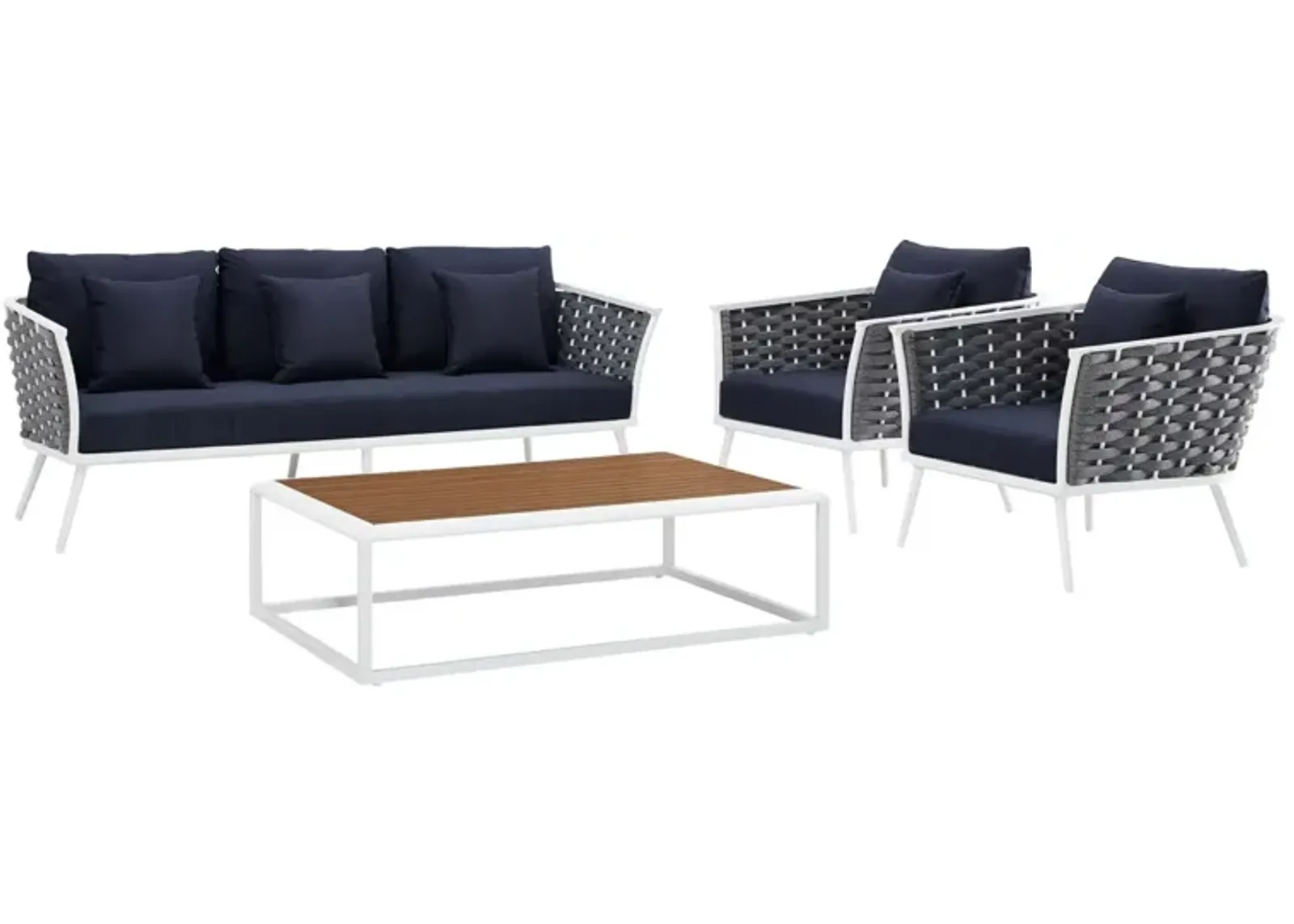 Stance 4 Piece Outdoor Patio Aluminum Sectional Sofa Set