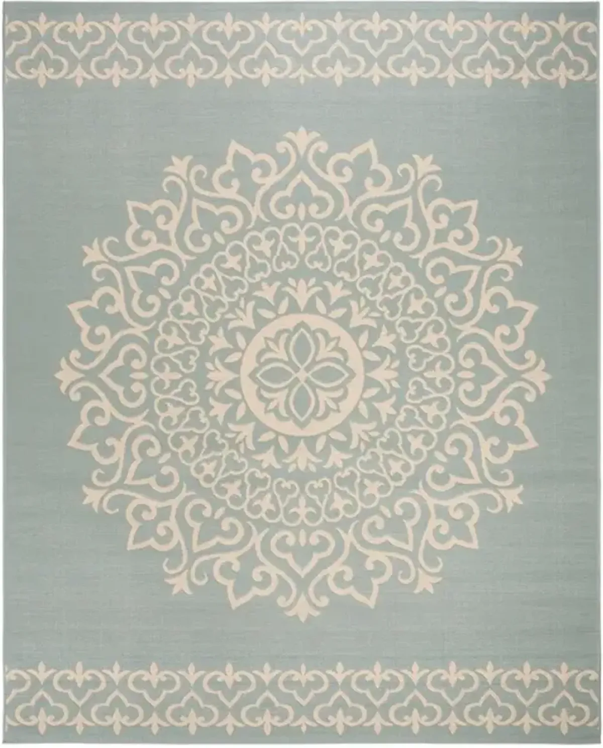 LINDEN 183 Collection LND183L-9 Cream / Aqua 9' X 12'