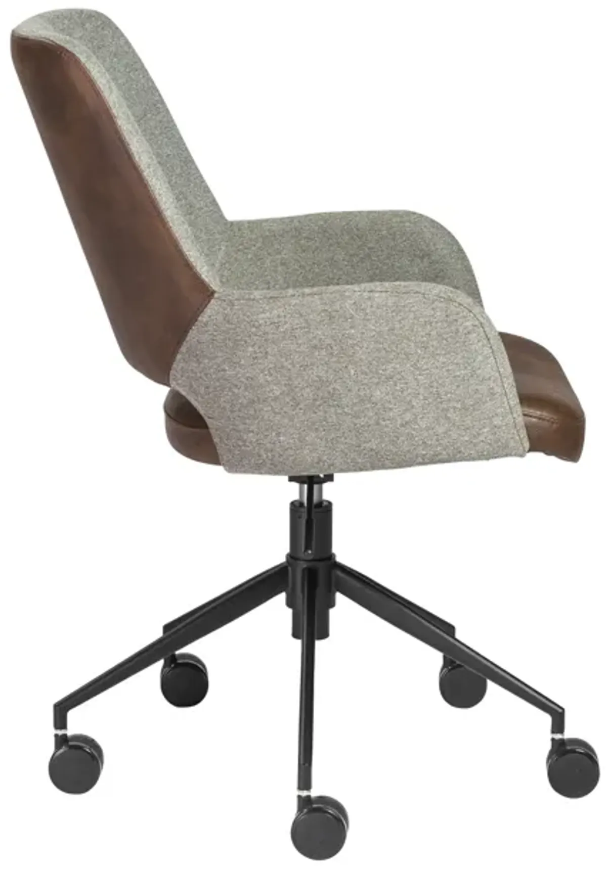 Desi Office Chair in Gray Fabric and Light Brown Leatherette with Black Base