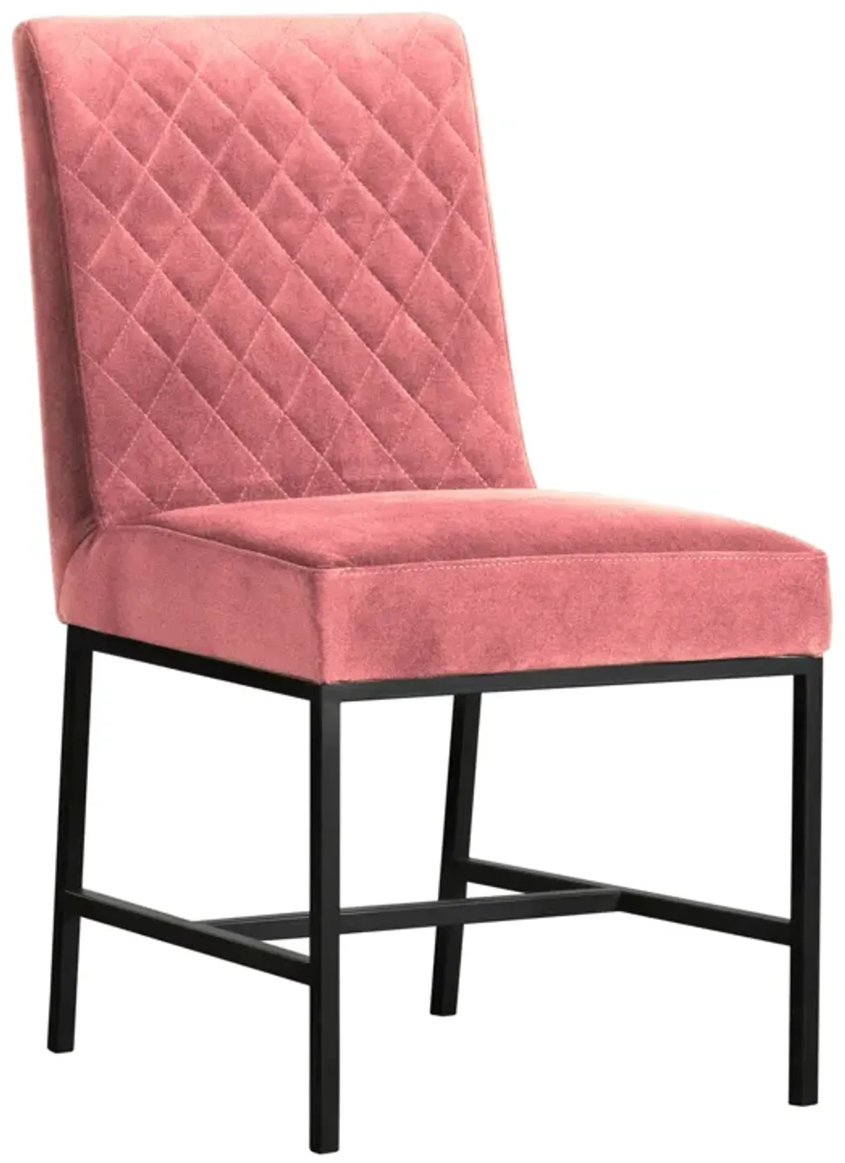 Napoli Pink Velvet and Black Leg Modern Accent Dining Chair- Set of 2