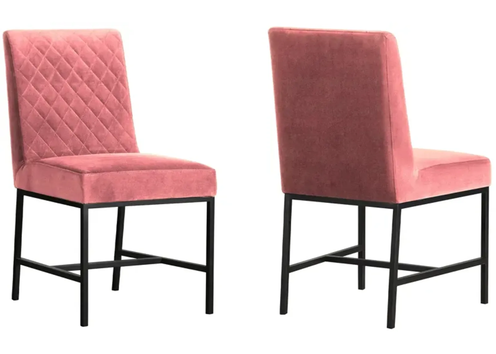 Napoli Pink Velvet and Black Leg Modern Accent Dining Chair- Set of 2