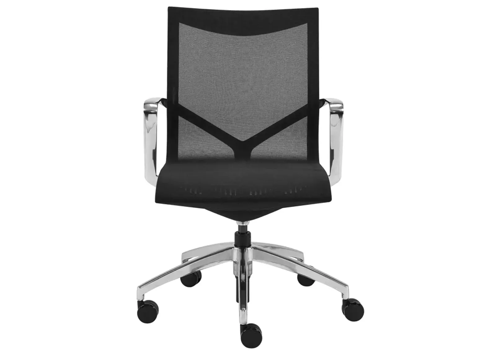 Tertu Low Back Office Chair in Black Mesh with Polished Aluminum Base