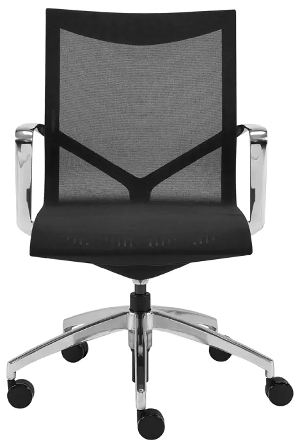 Tertu Low Back Office Chair in Black Mesh with Polished Aluminum Base