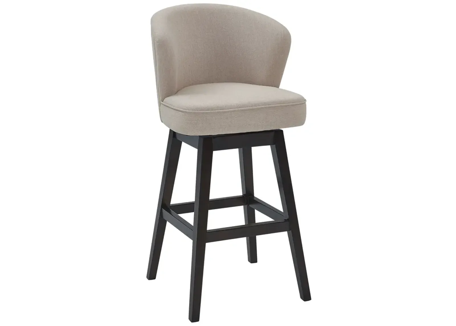 Brandy 26" Counter Height Swivel Tan Fabric and Espresso Wood Bar Stool