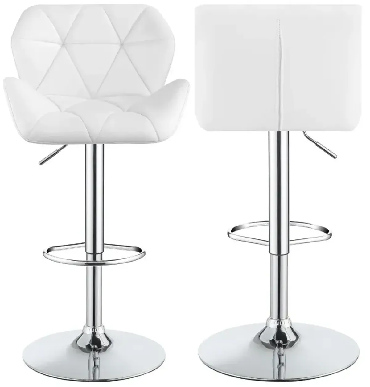 Berrington Adjustable Bar Stools Chrome and White (Set of 2)