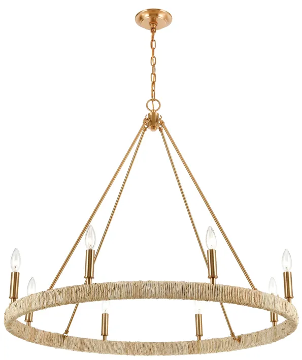 Abaca 36" Wide 8-Light Chandelier - Satin Brass