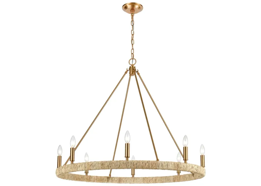 Abaca 36" Wide 8-Light Chandelier - Satin Brass