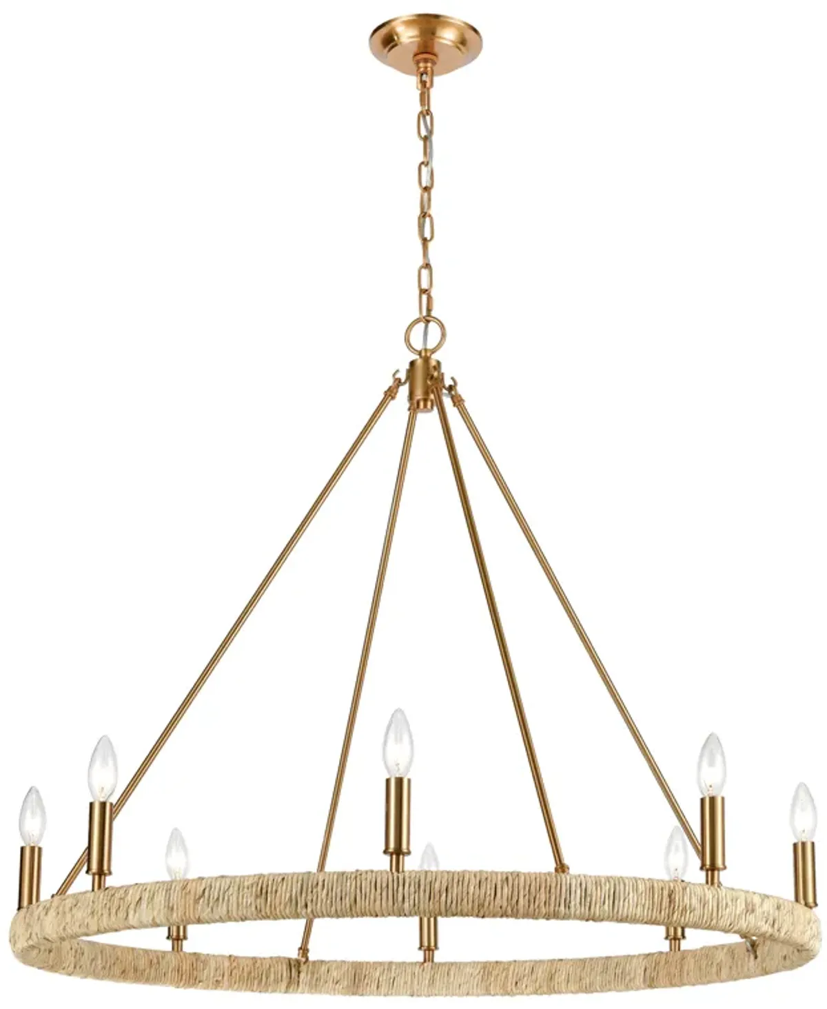 Abaca 36" Wide 8-Light Chandelier - Satin Brass