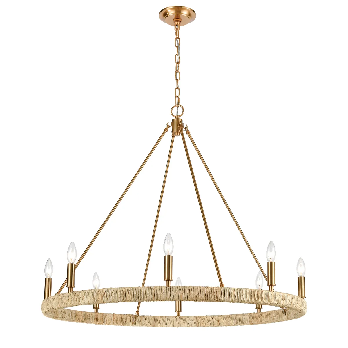 Abaca 36" Wide 8-Light Chandelier - Satin Brass