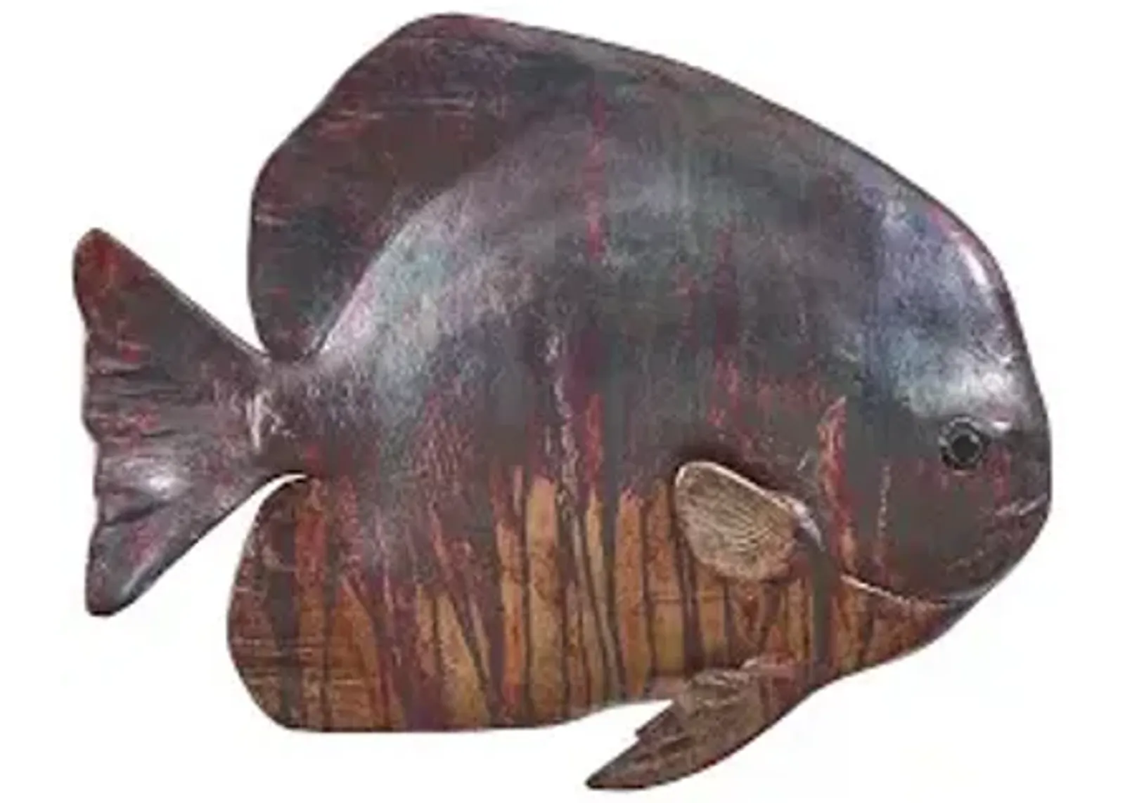 australian bat fish wall sculpture, resin, copper patina finish