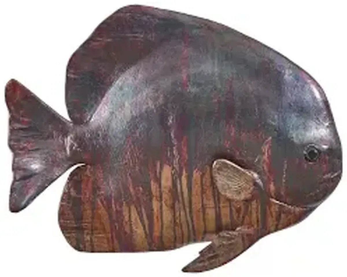 australian bat fish wall sculpture, resin, copper patina finish