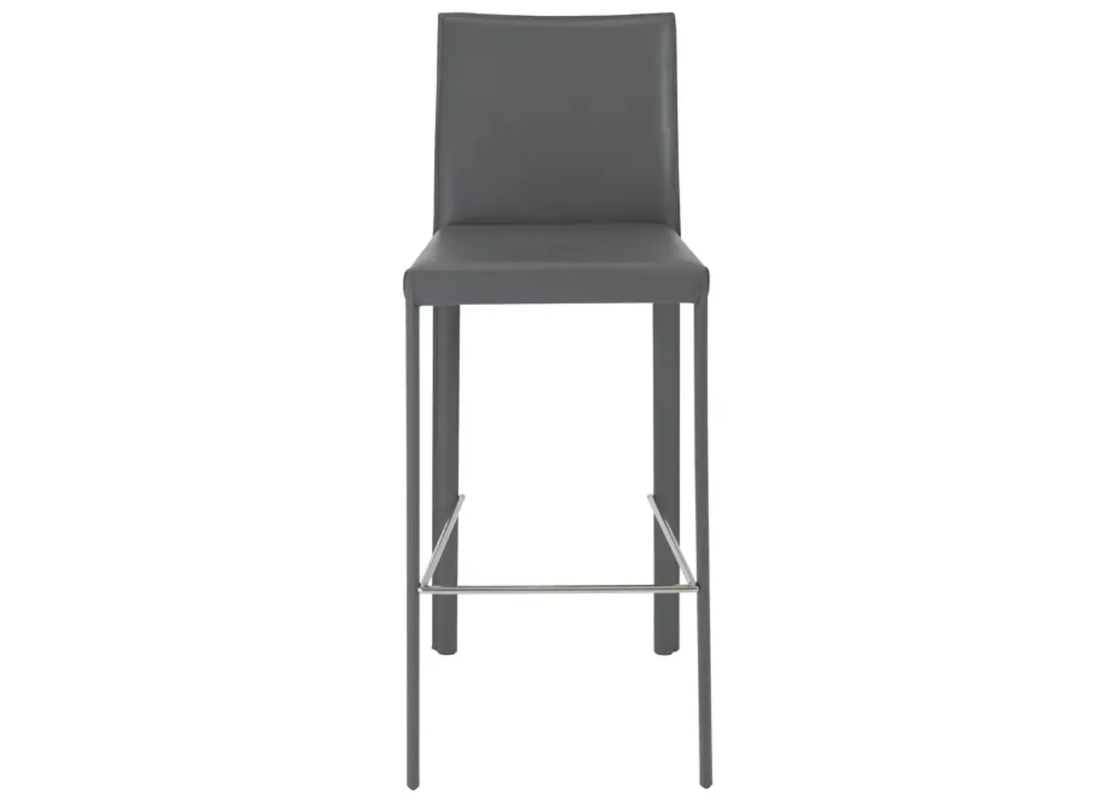 Hasina Bar Stool in Gray with Polished Stainless Steel Legs  - Set of 2