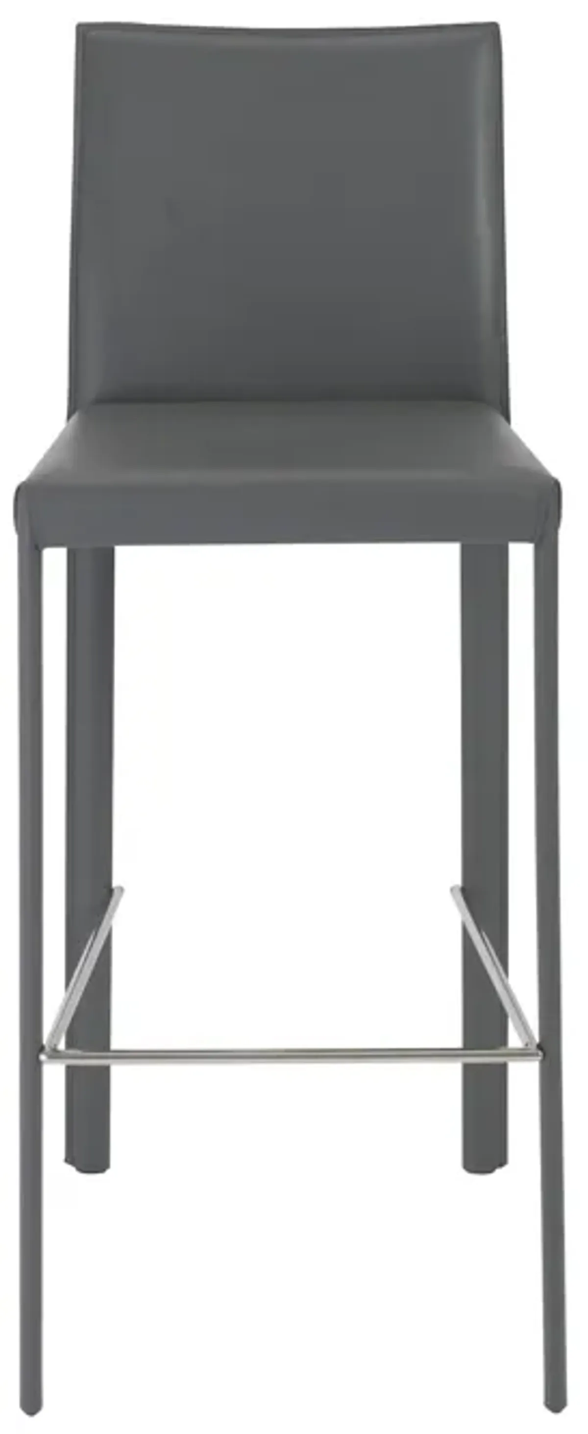 Hasina Bar Stool in Gray with Polished Stainless Steel Legs  - Set of 2