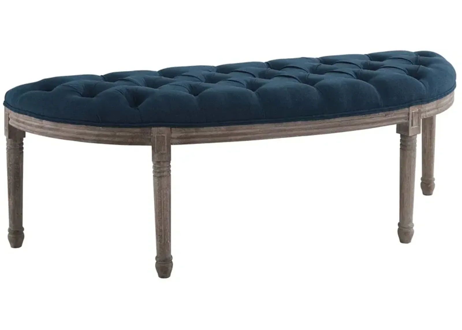 Esteem Vintage French Upholstered Fabric Semi-Circle Bench