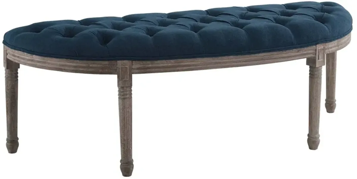 Esteem Vintage French Upholstered Fabric Semi-Circle Bench