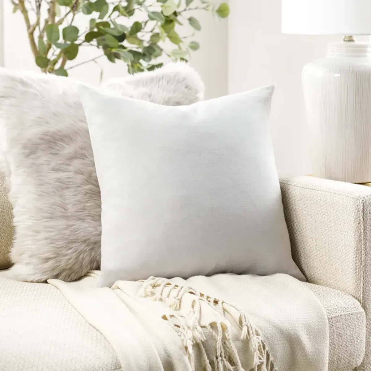 Linen Solid LSL-001 18"L x 18"W Accent Pillow