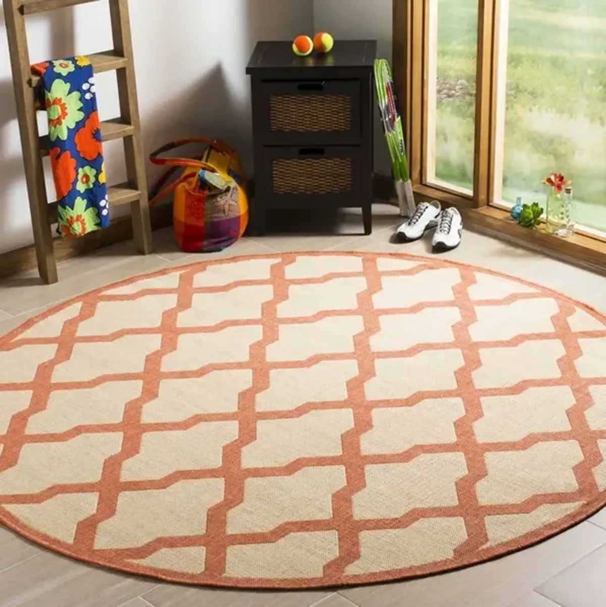 LINDEN 122 Collection LND122R-6R Cream / Rust 6'-7" X 6'-7" Round