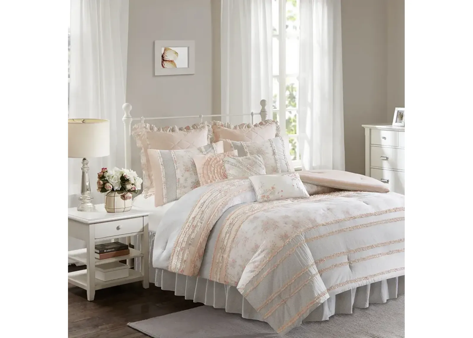 Madison Park Serendipity Peach Cotton Percale Comforter Set