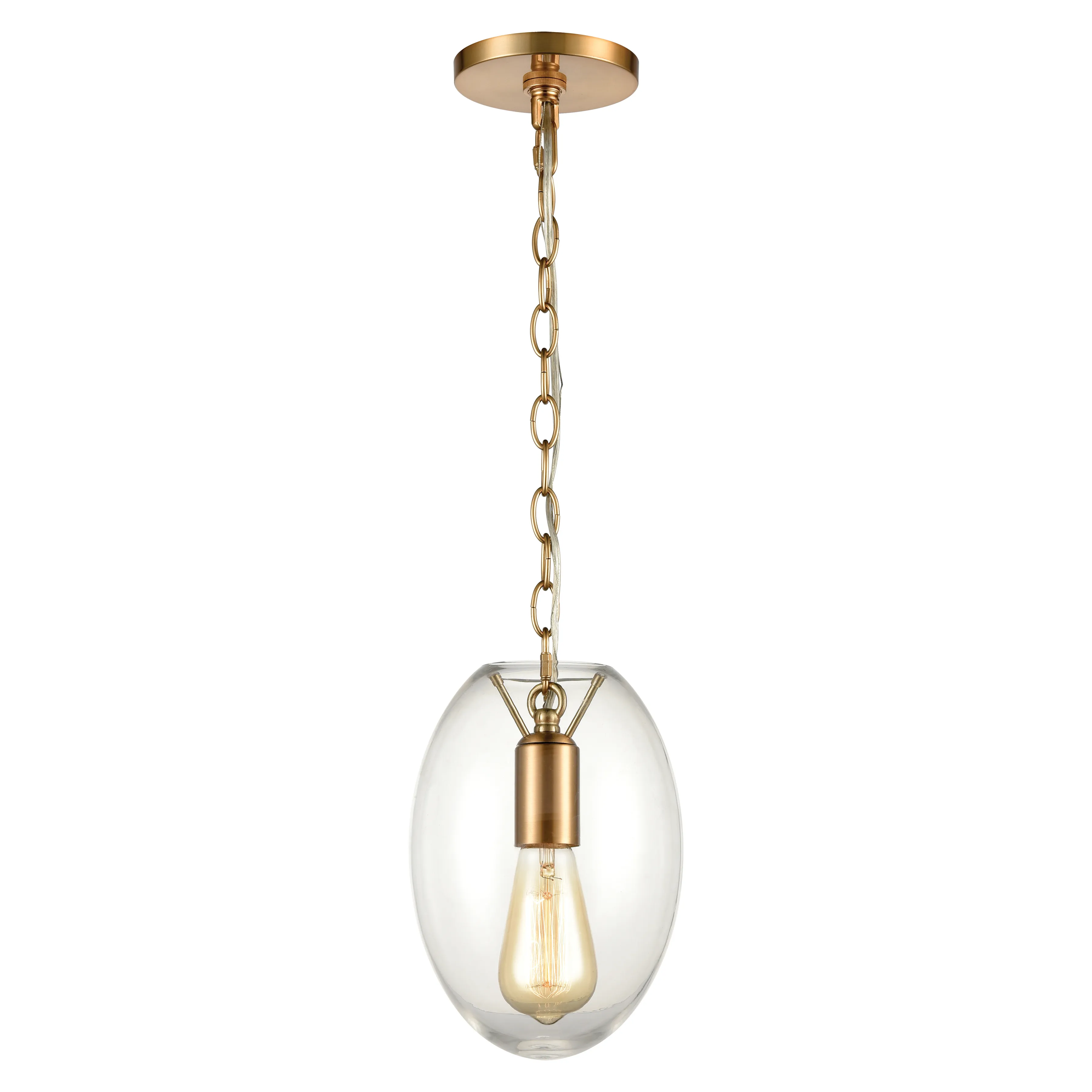 Ellipsa 7" Wide 1-Light Mini Pendant - Satin Brass