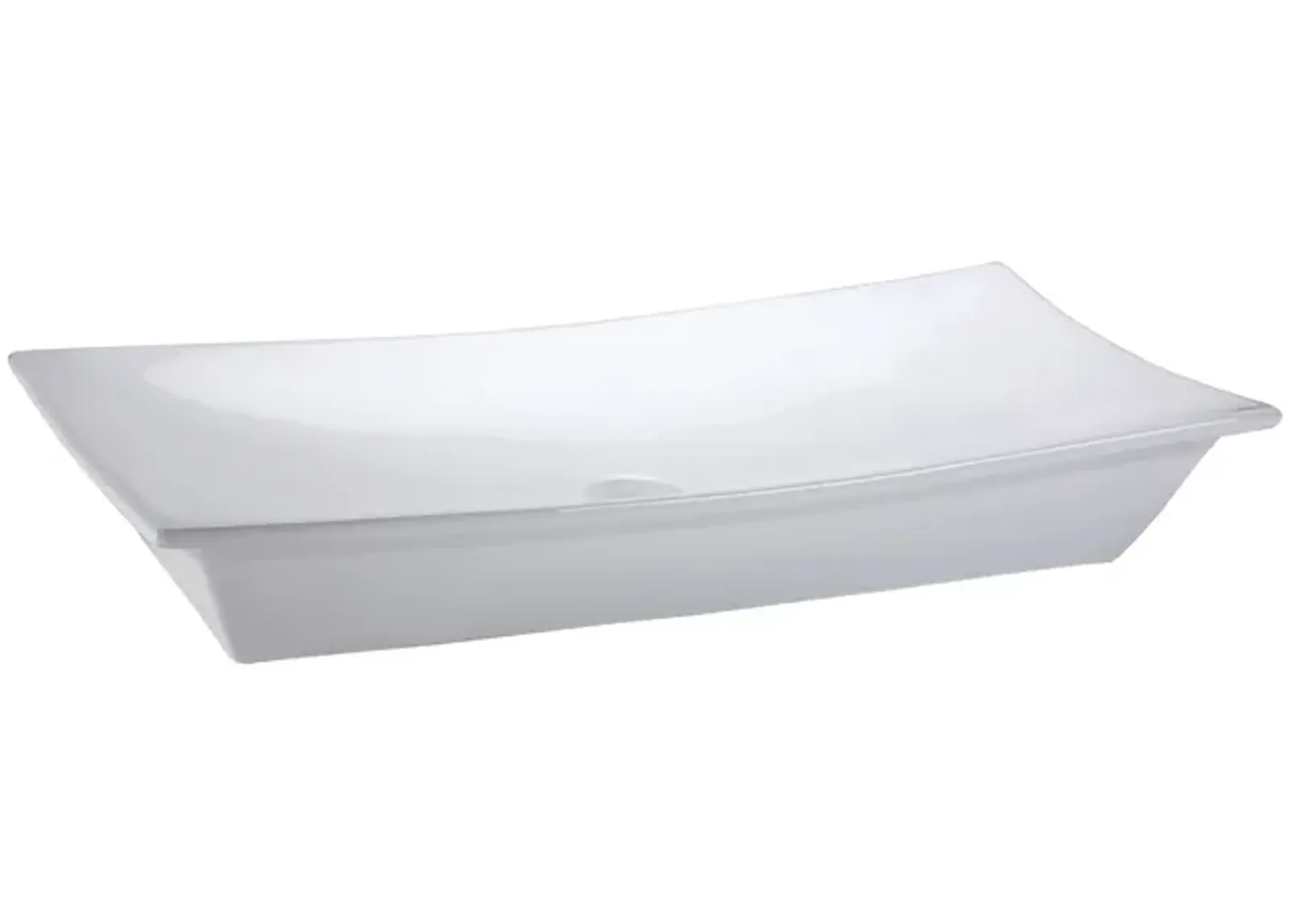 Vitreous China Rectangle Vessel Sink with Single-hole faucet drilling - White