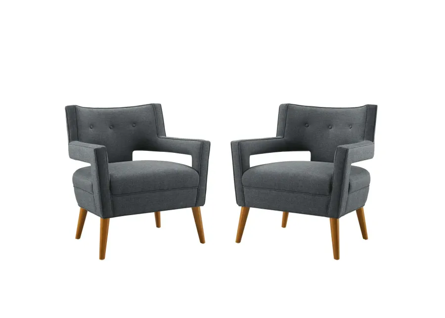 Sheer Upholstered Fabric Armchair Set of 2