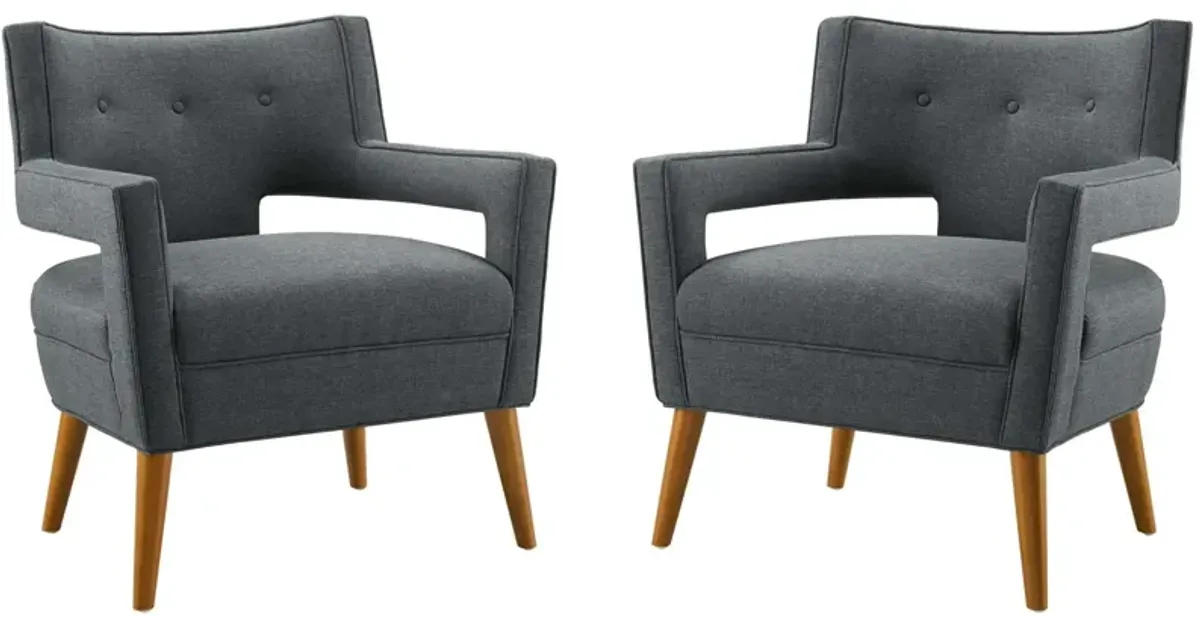 Sheer Upholstered Fabric Armchair Set of 2