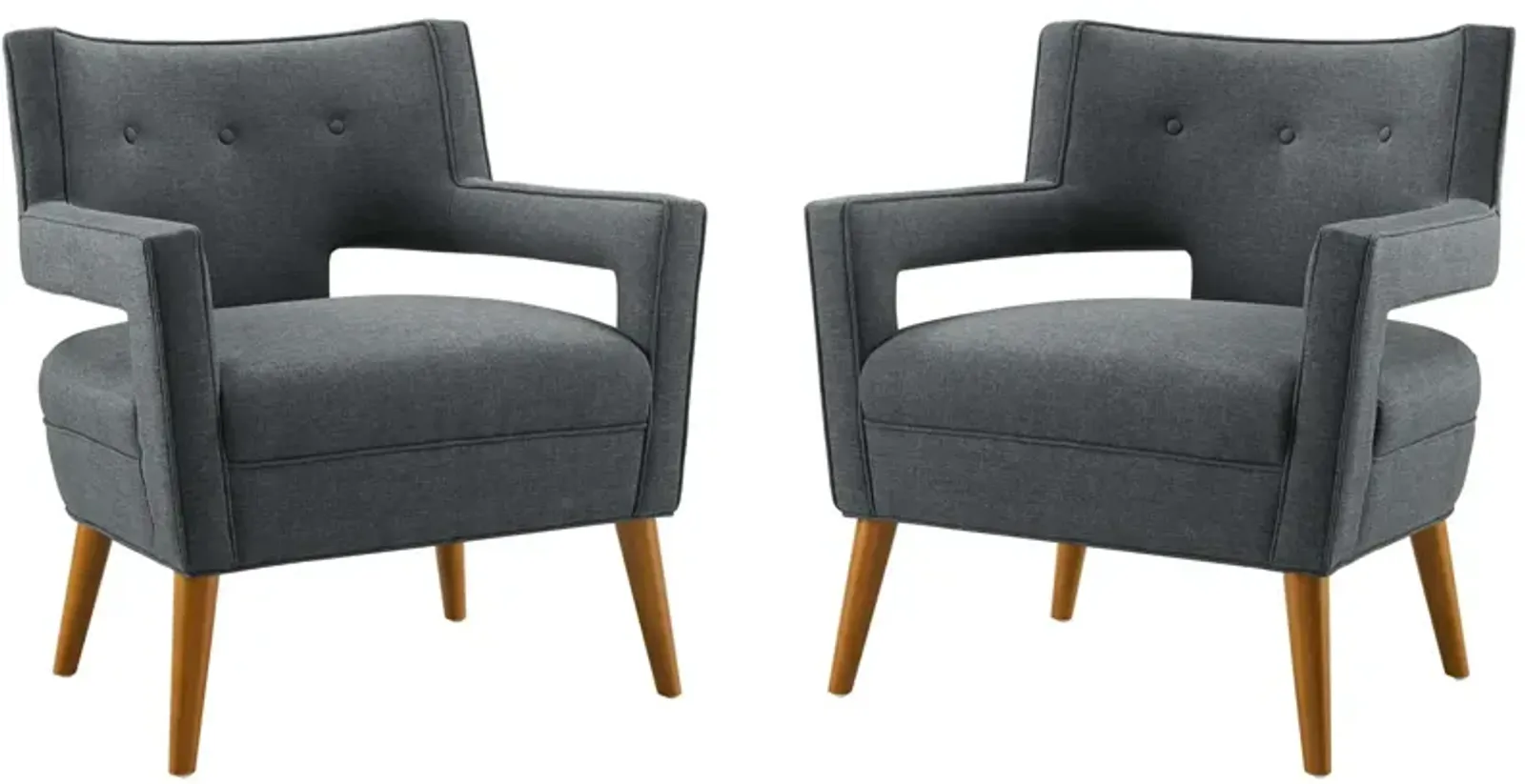 Sheer Upholstered Fabric Armchair Set of 2