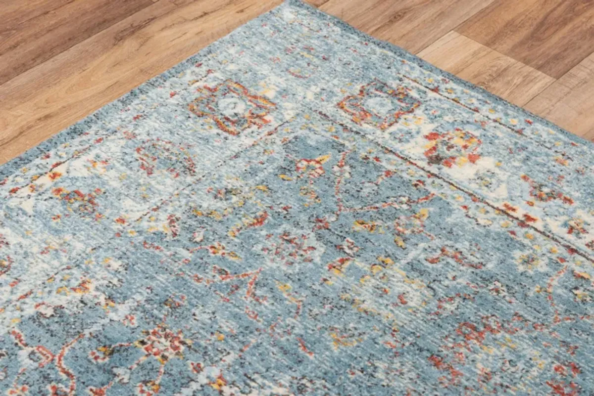 Ovation Blue/Beige distressed/classical N Z wool 8' x 10' Rectangle Rug