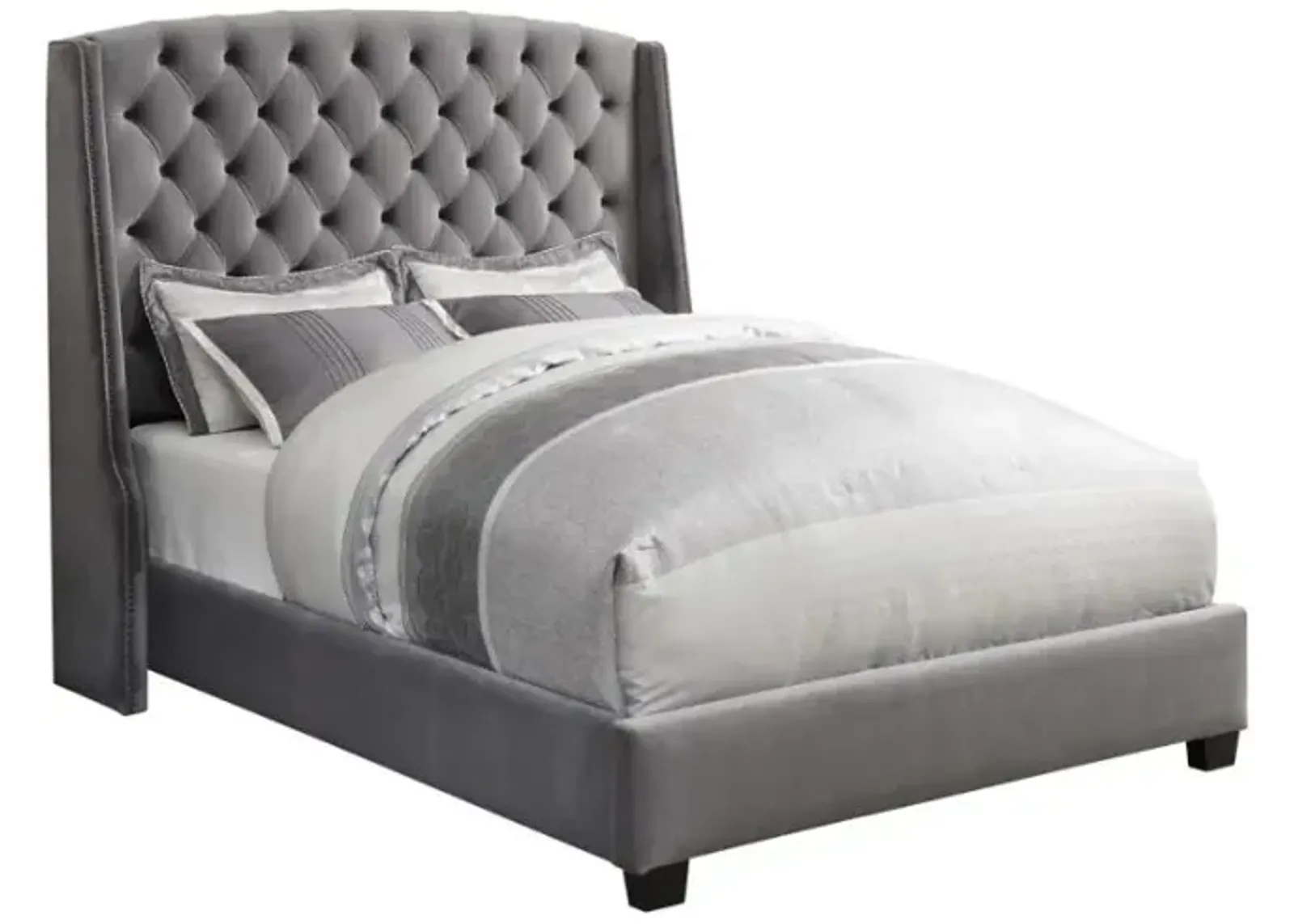 Pissarro California King Tufted Upholstered Bed Grey