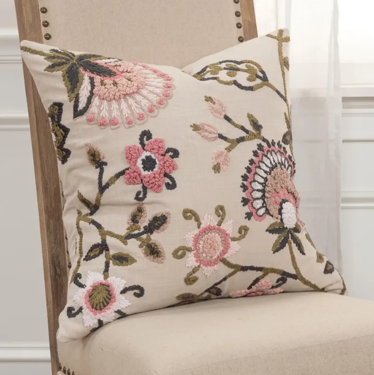 Floral White Pillow