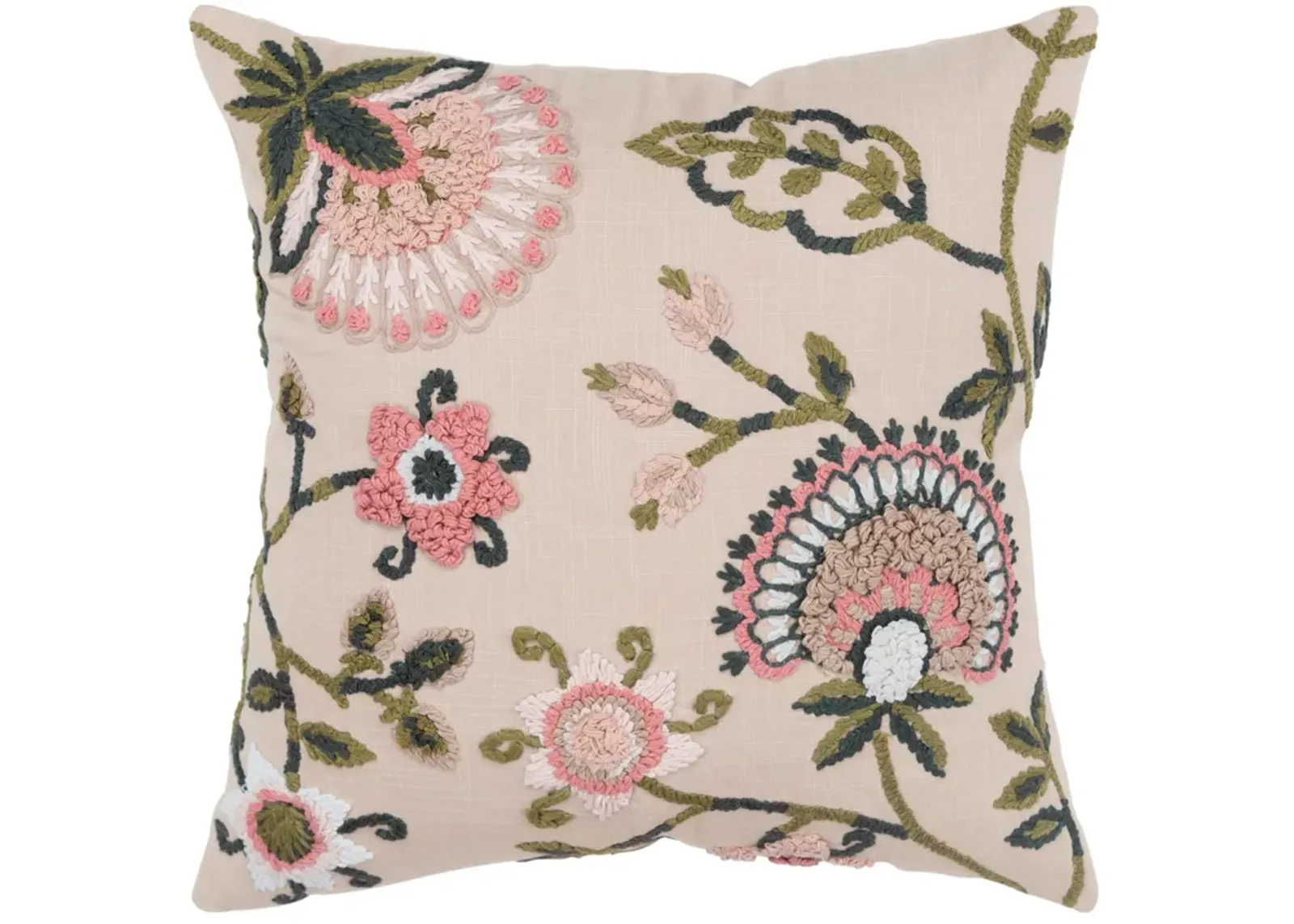 Floral White Pillow