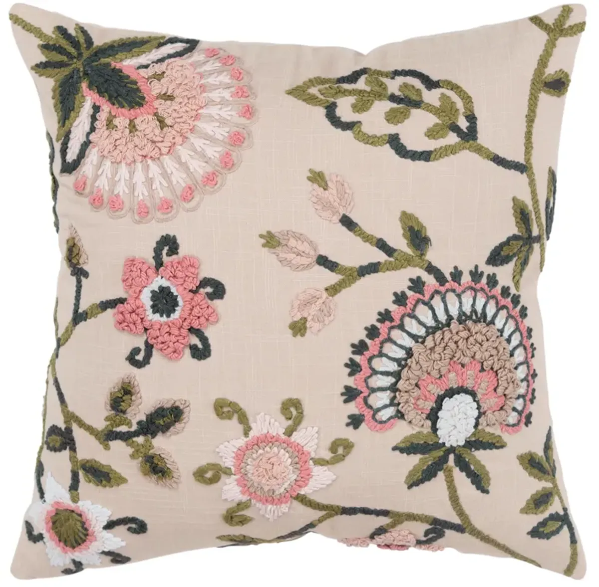 Floral White Pillow