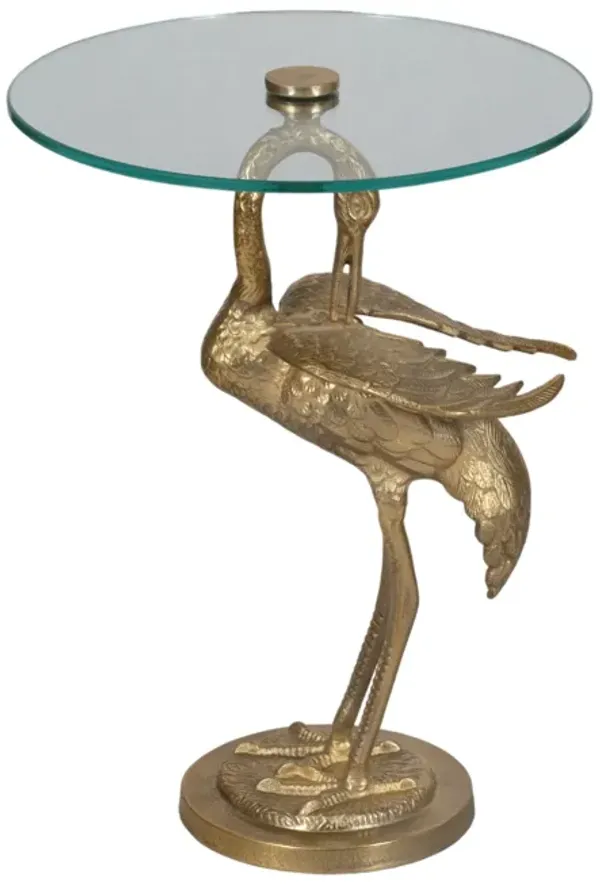 20" Crane Base Accent Table, Gold Kd
