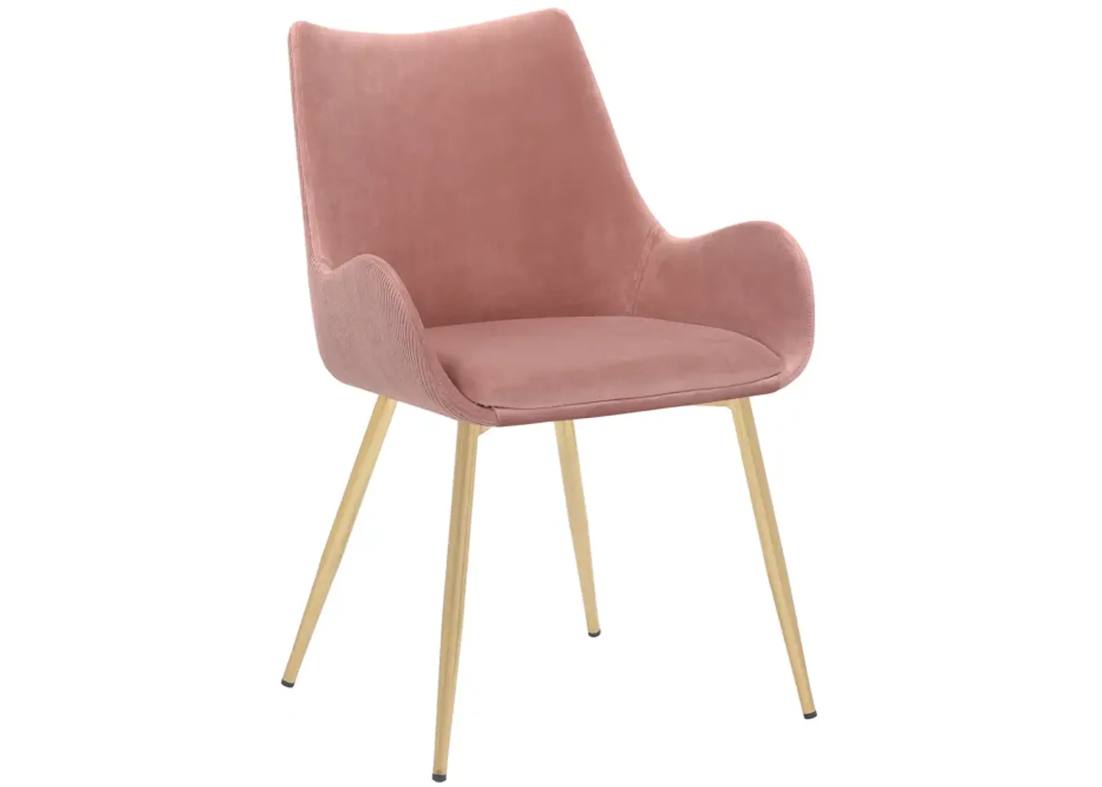 Avery Pink Fabric Dining Room Chair with Gold Legs