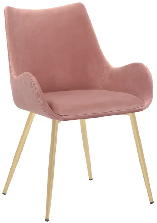 Avery Pink Fabric Dining Room Chair with Gold Legs
