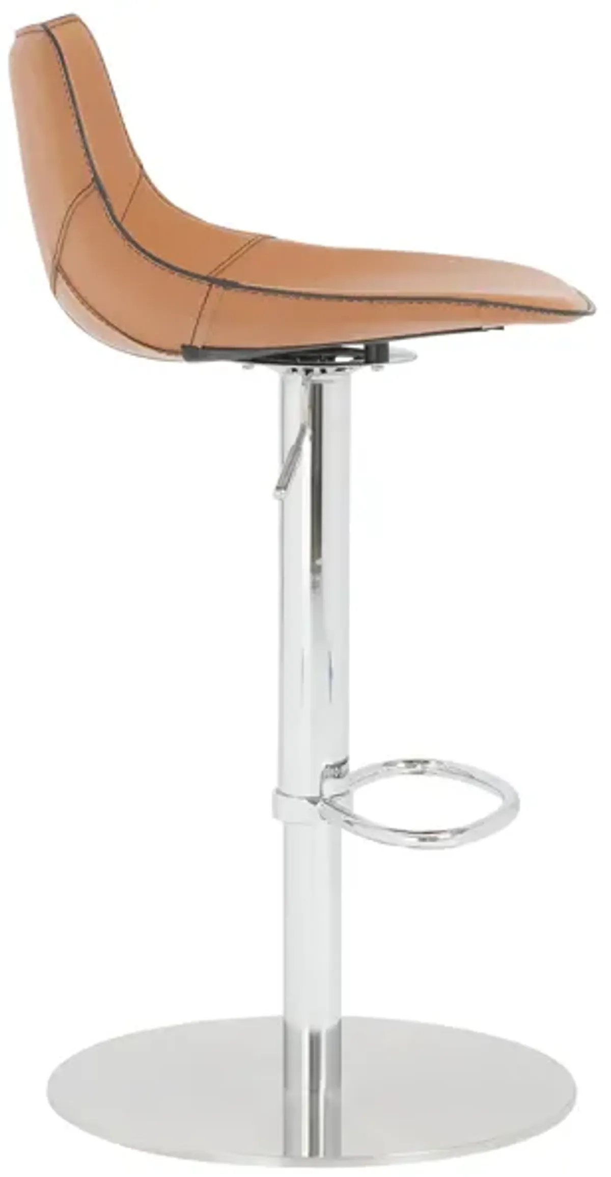 Rudy Adjustable Swivel Bar/Counter Stool in Cognac with Brushed Stainless Steel Base