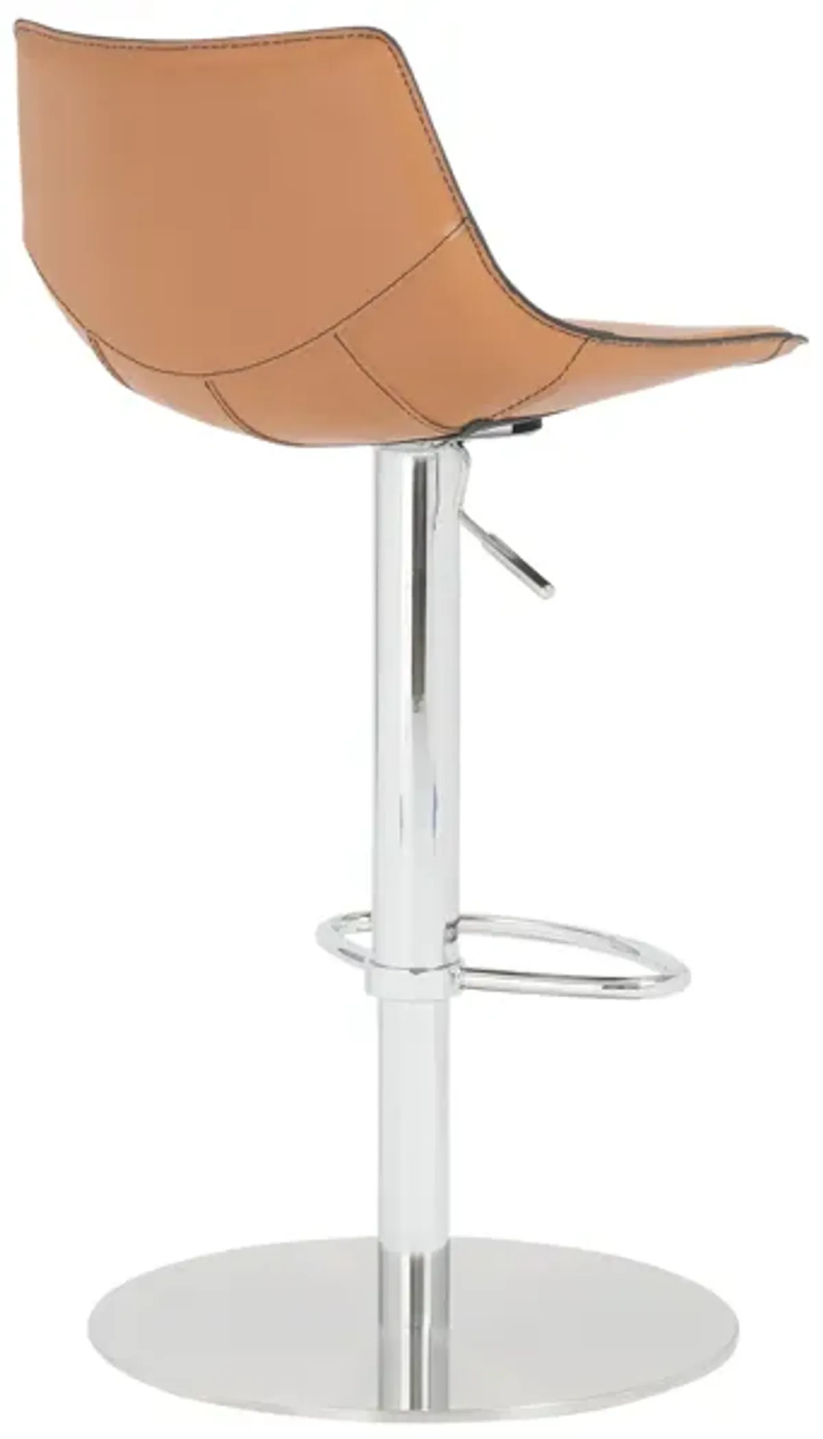 Rudy Adjustable Swivel Bar/Counter Stool in Cognac with Brushed Stainless Steel Base