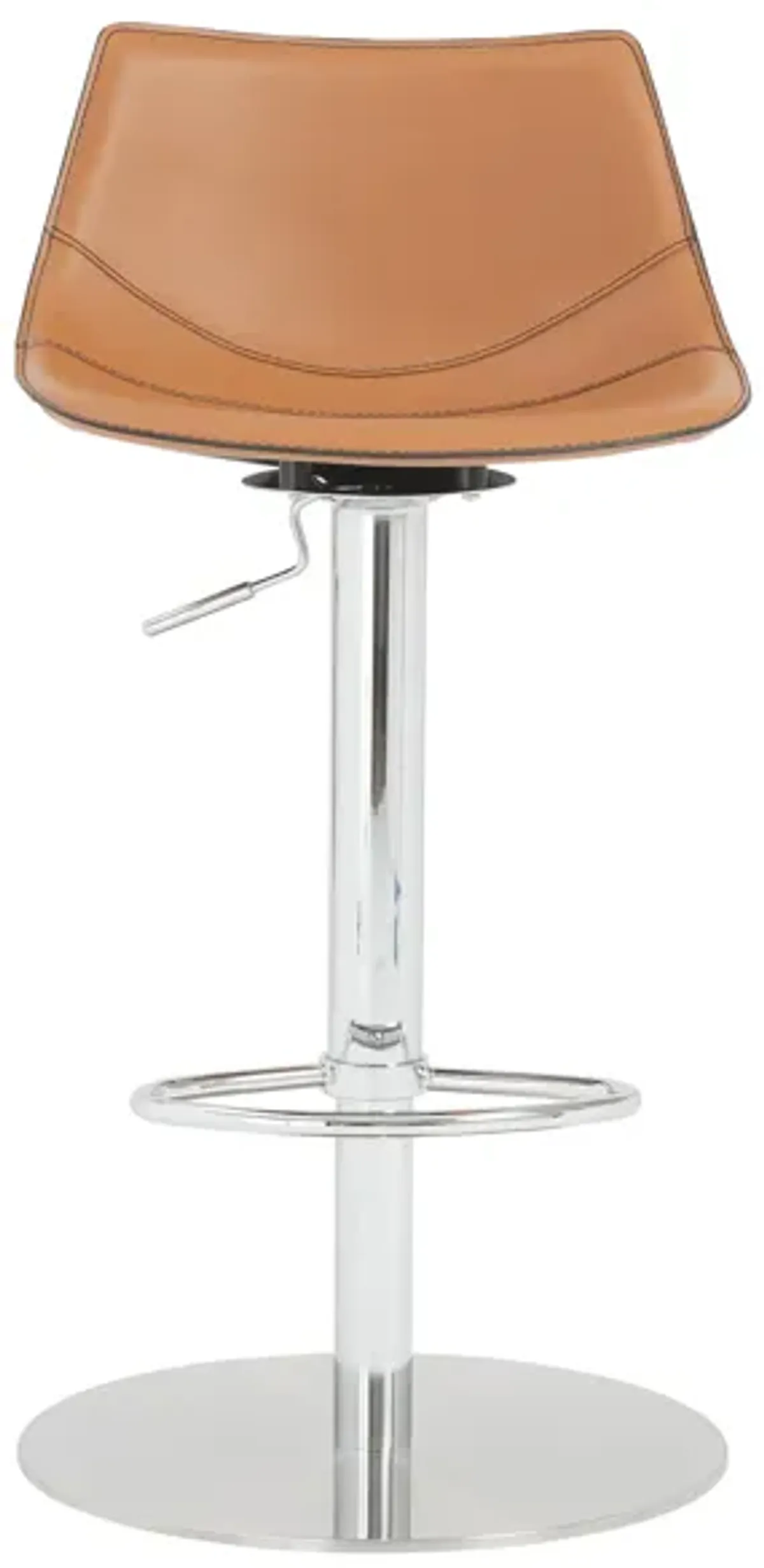 Rudy Adjustable Swivel Bar/Counter Stool in Cognac with Brushed Stainless Steel Base