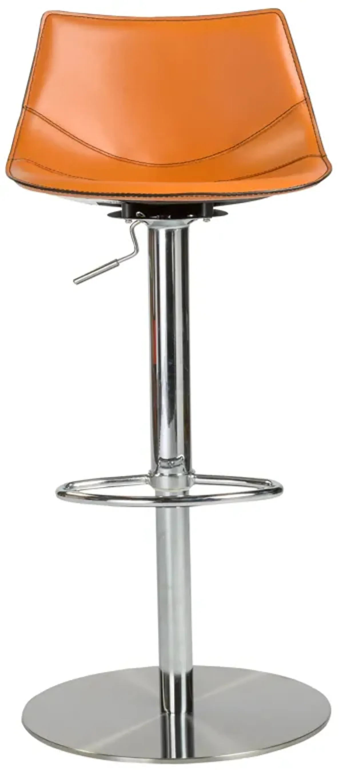 Rudy Adjustable Swivel Bar/Counter Stool in Cognac with Brushed Stainless Steel Base