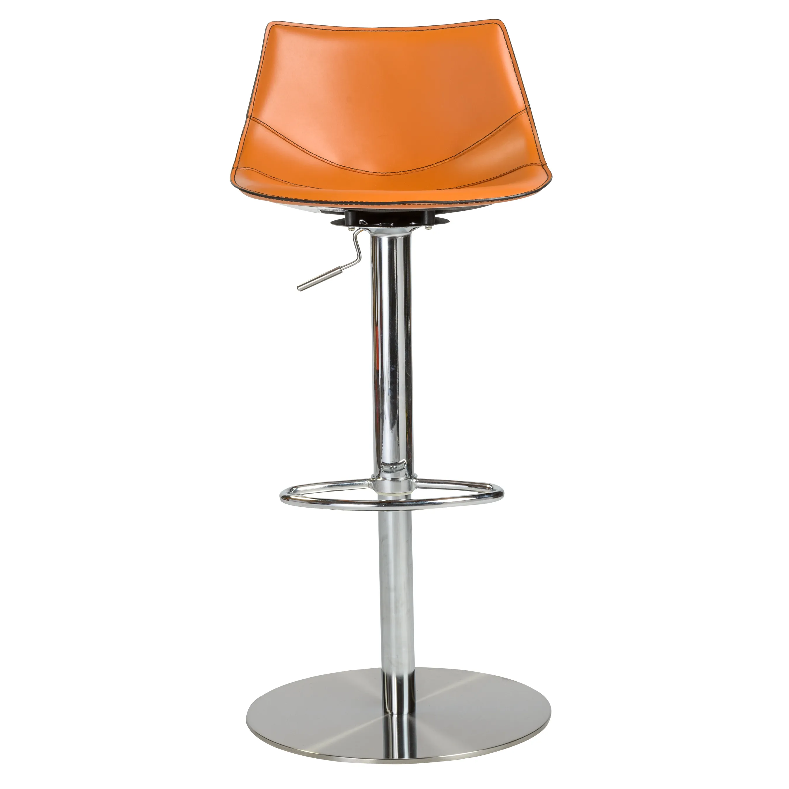 Rudy Adjustable Swivel Bar/Counter Stool in Cognac with Brushed Stainless Steel Base