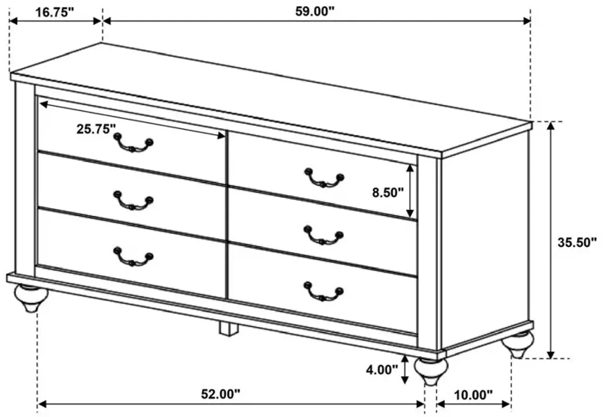 Stillwood 6-drawer Dresser Vintage Linen