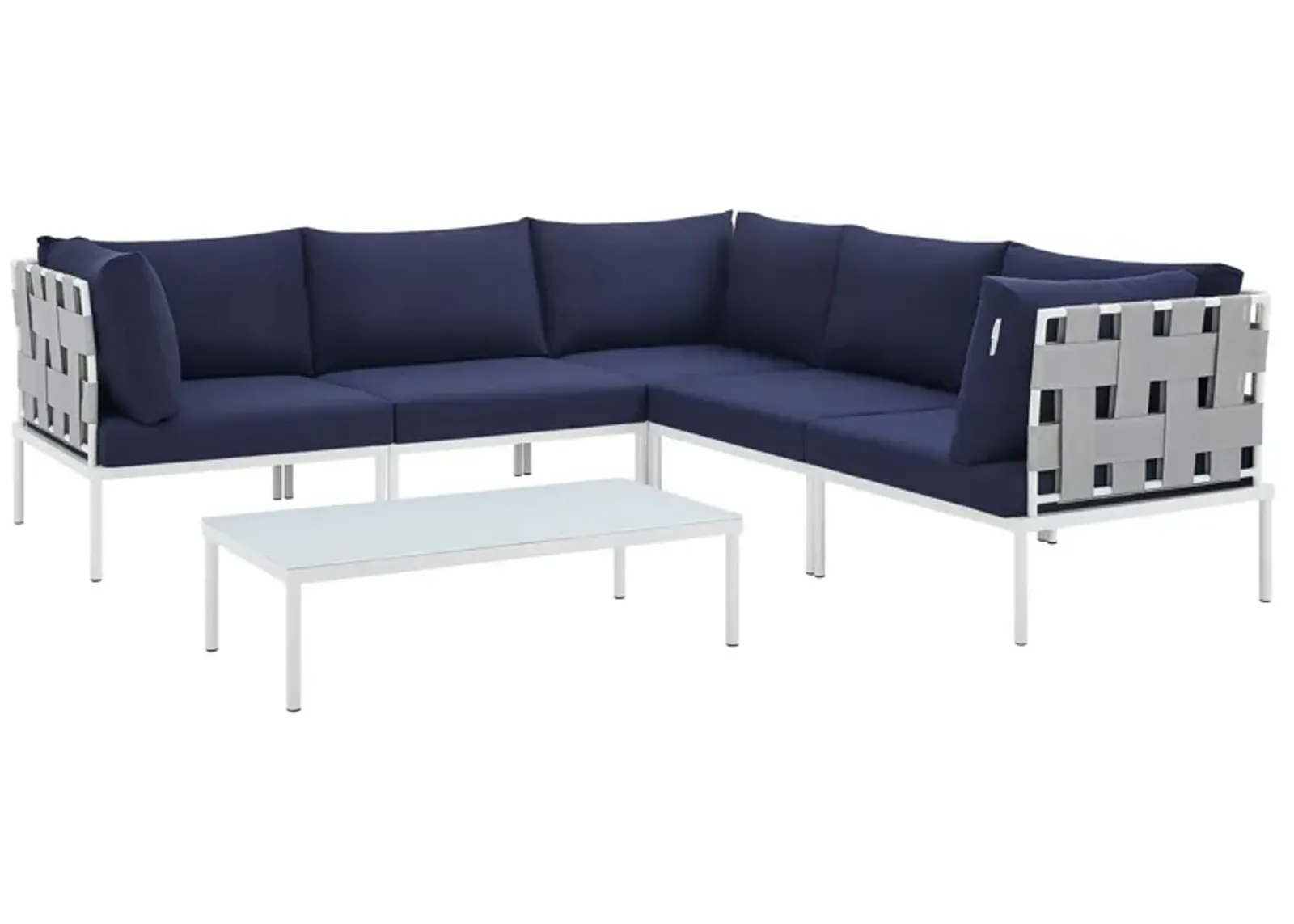 Harmony 6-Piece  Sunbrella® Outdoor Patio Aluminum Sectional Sofa Set