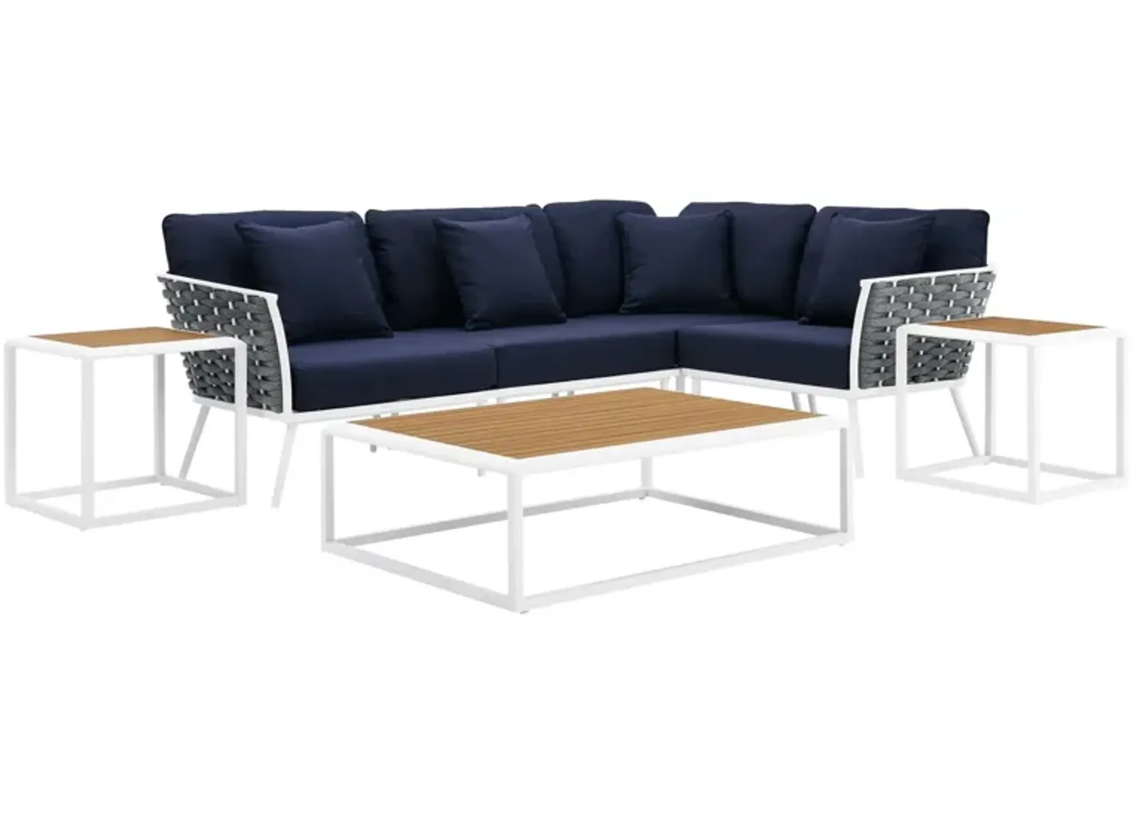 Stance 7 Piece Outdoor Patio Aluminum Sectional Sofa Set