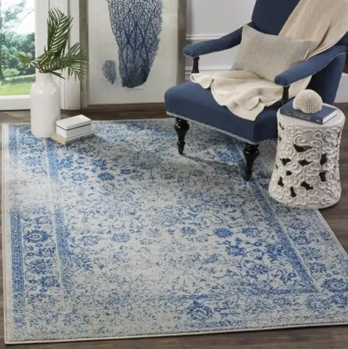 Adirondack Contemporary Grey / Blue 2'-6" X 4' Powerloomed Rug