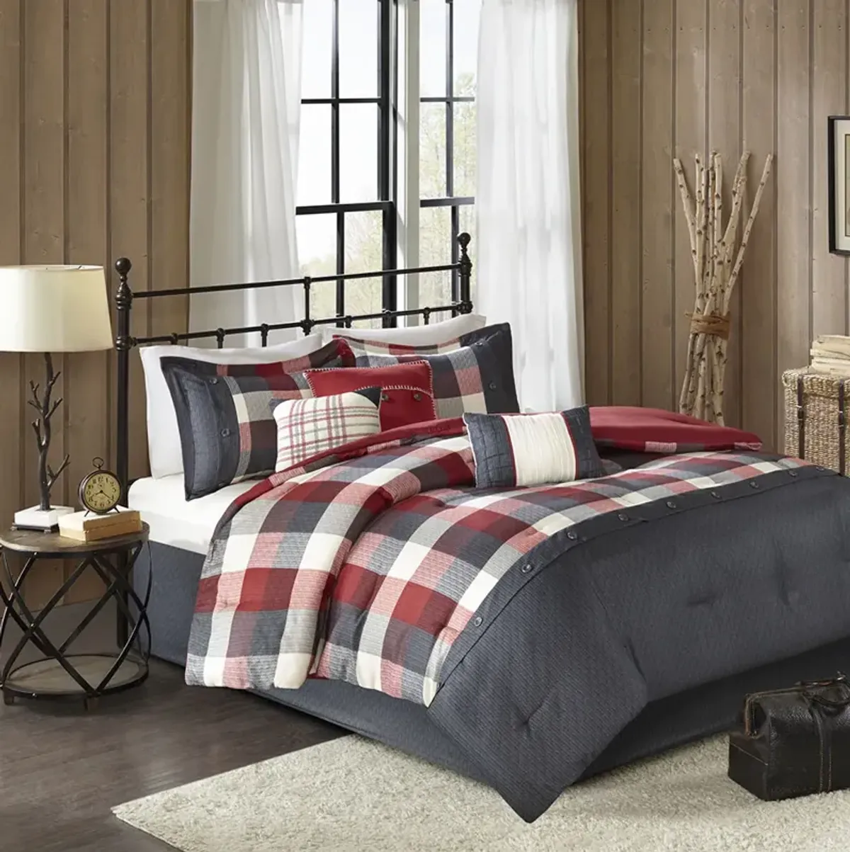 Madison Park Ridge Red 7 Piece Herringbone Comforter Set