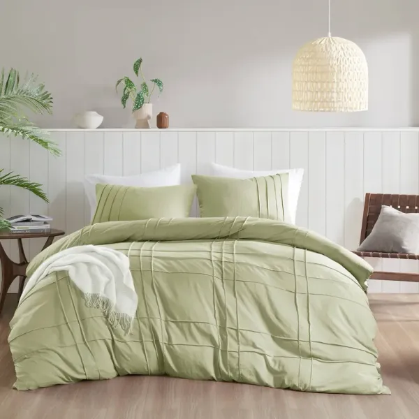 Soft Washed Pleated Duvet Cover Set