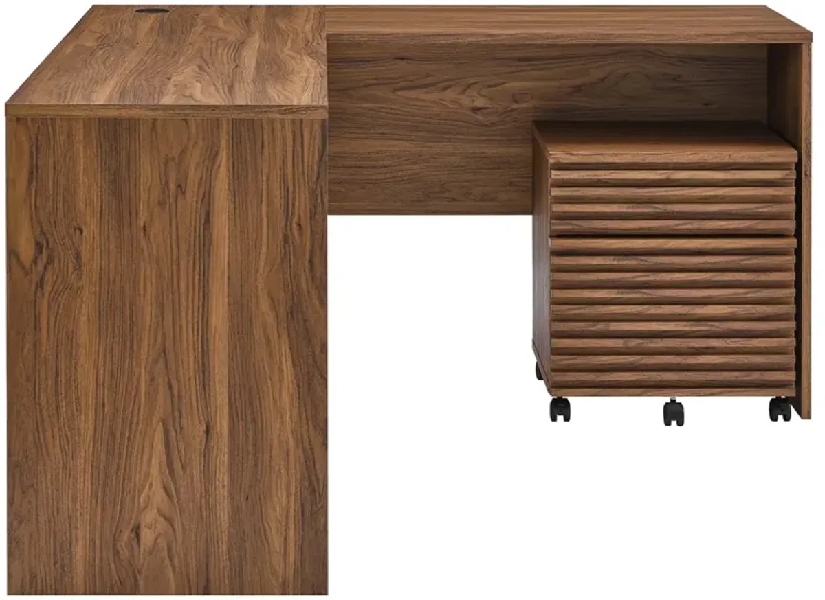 Render Wood Desk and File Cabinet Set