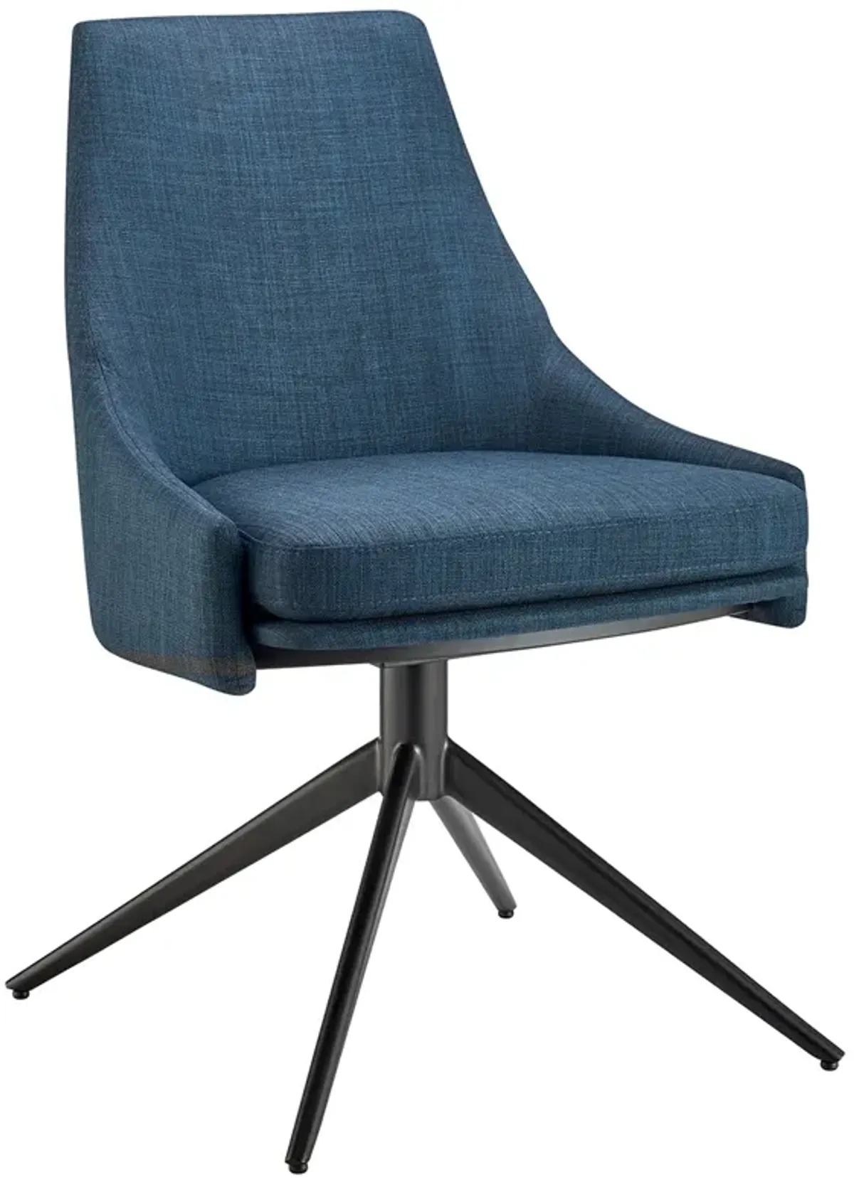 Signa Side Chair in Blue Fabric with Black Steel Base - Set of 1